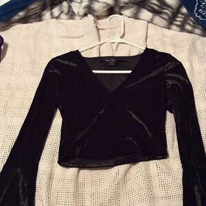 Black Velvet Wrap Top by Rue21